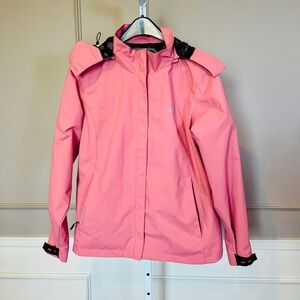Women's Shell Jacket OTU Large Hooded Rain Hiking Camping Outdoors Mauve Pink